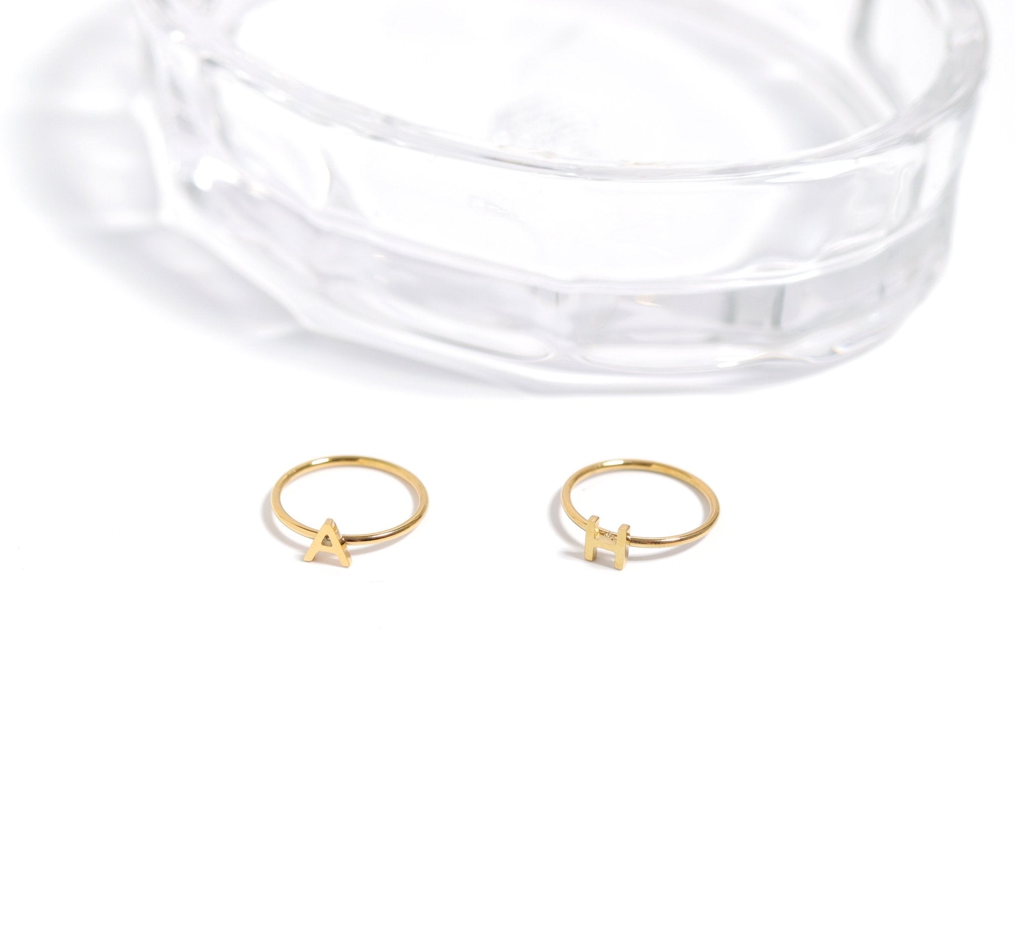 18k Gold Stacking Ring – Personalized Initial Stacking Rings in Durable 316L Steel - Rings | Sunflower Soul Boutique