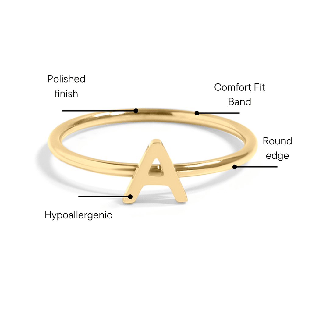 18k Gold Stacking Ring – Personalized Initial Stacking Rings in Durable 316L Steel - Rings | Sunflower Soul Boutique