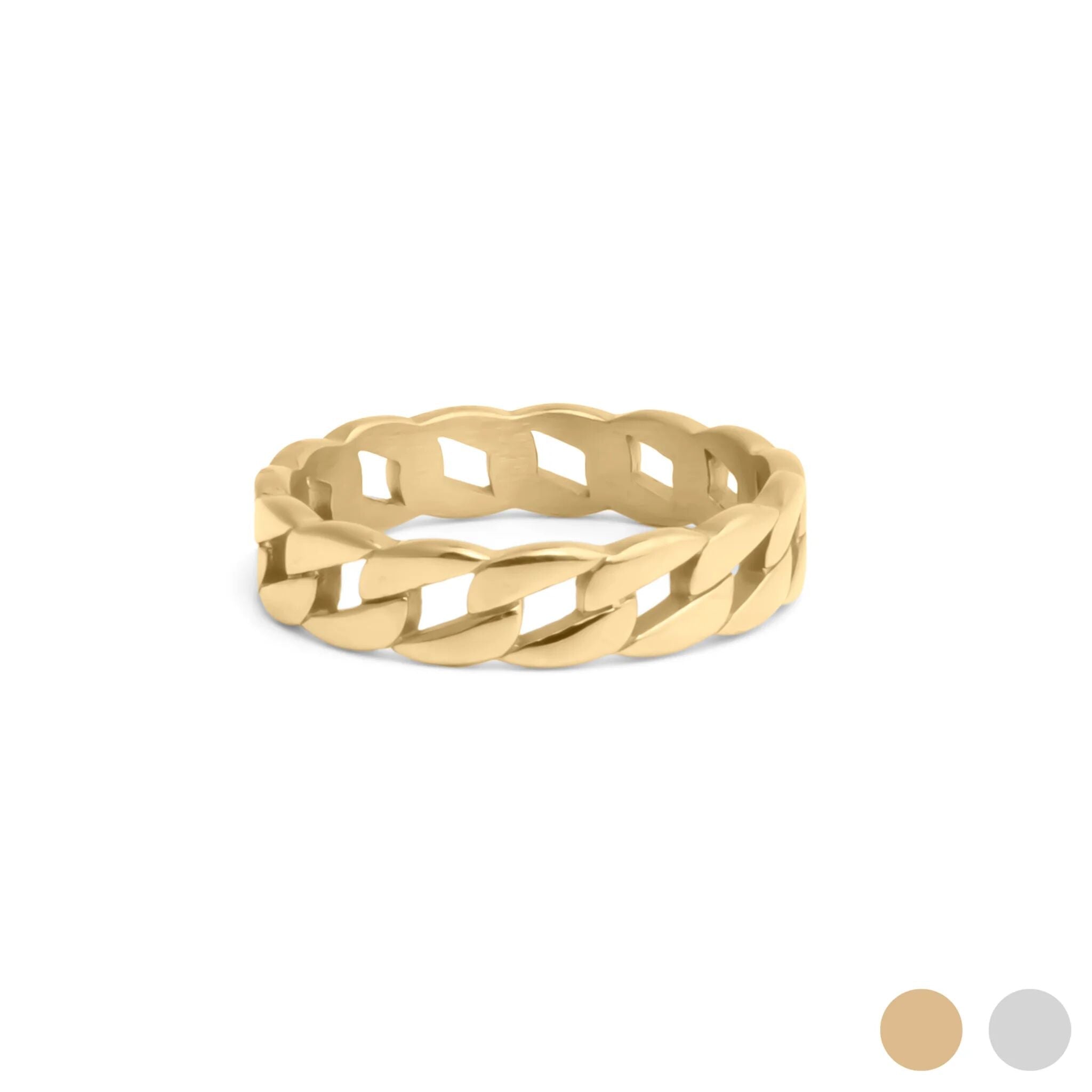 18K Gold Stacking Ring – PVD Coated Stainless Steel Curb Chain Jewelry - Rings | Sunflower Soul Boutique