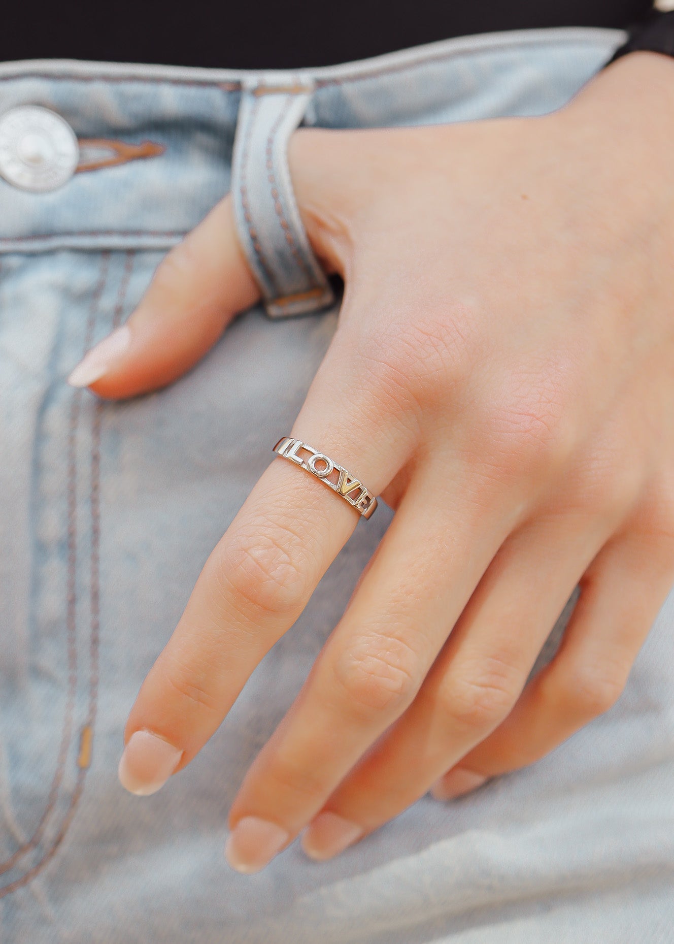 18K Gold Stacking Ring – Scratch Resistant Stainless Steel Love Symbol Jewelry - Ring | Sunflower Soul Boutique