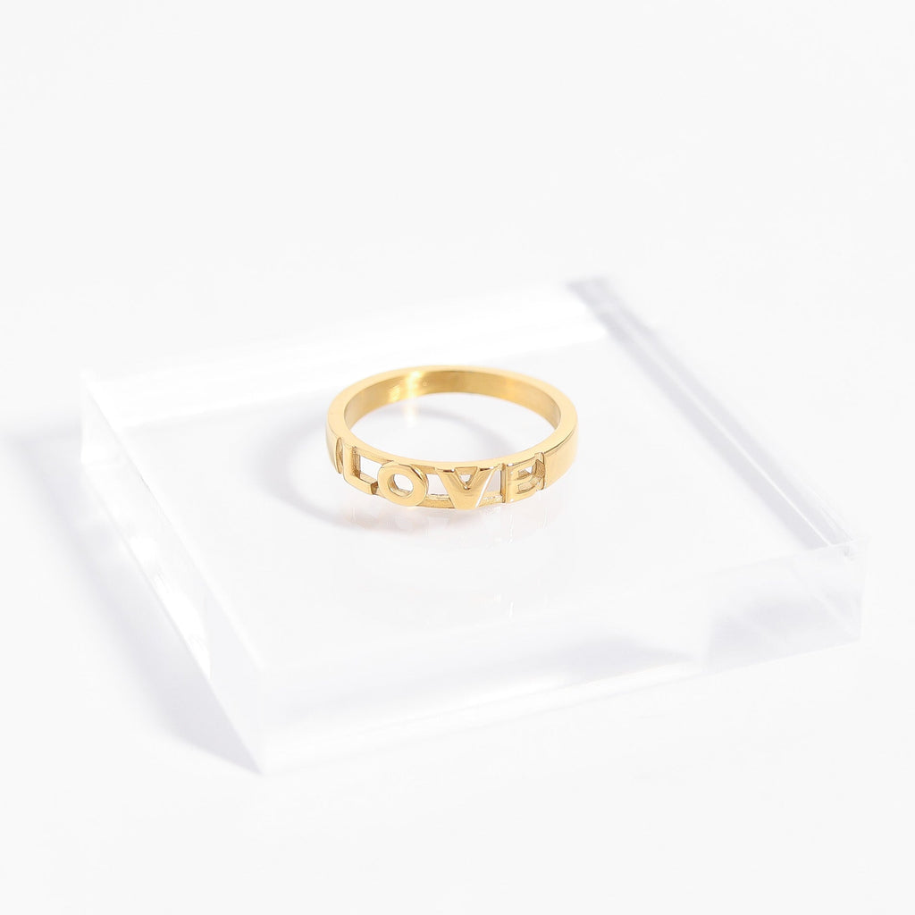 18K Gold Stacking Ring – Scratch Resistant Stainless Steel Love Symbol Jewelry - Ring | Sunflower Soul Boutique