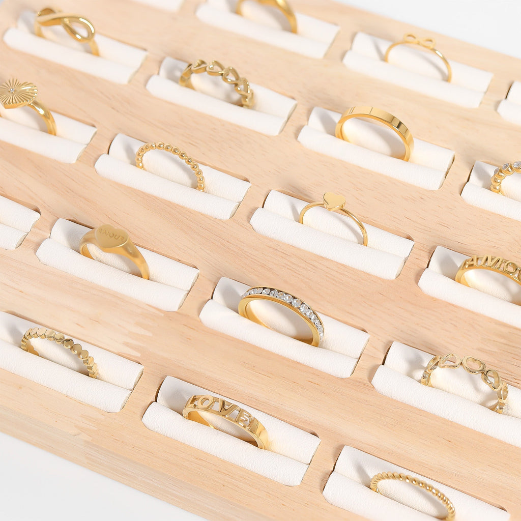 18K Gold Stacking Ring – Scratch Resistant Stainless Steel Love Symbol Jewelry - Ring | Sunflower Soul Boutique
