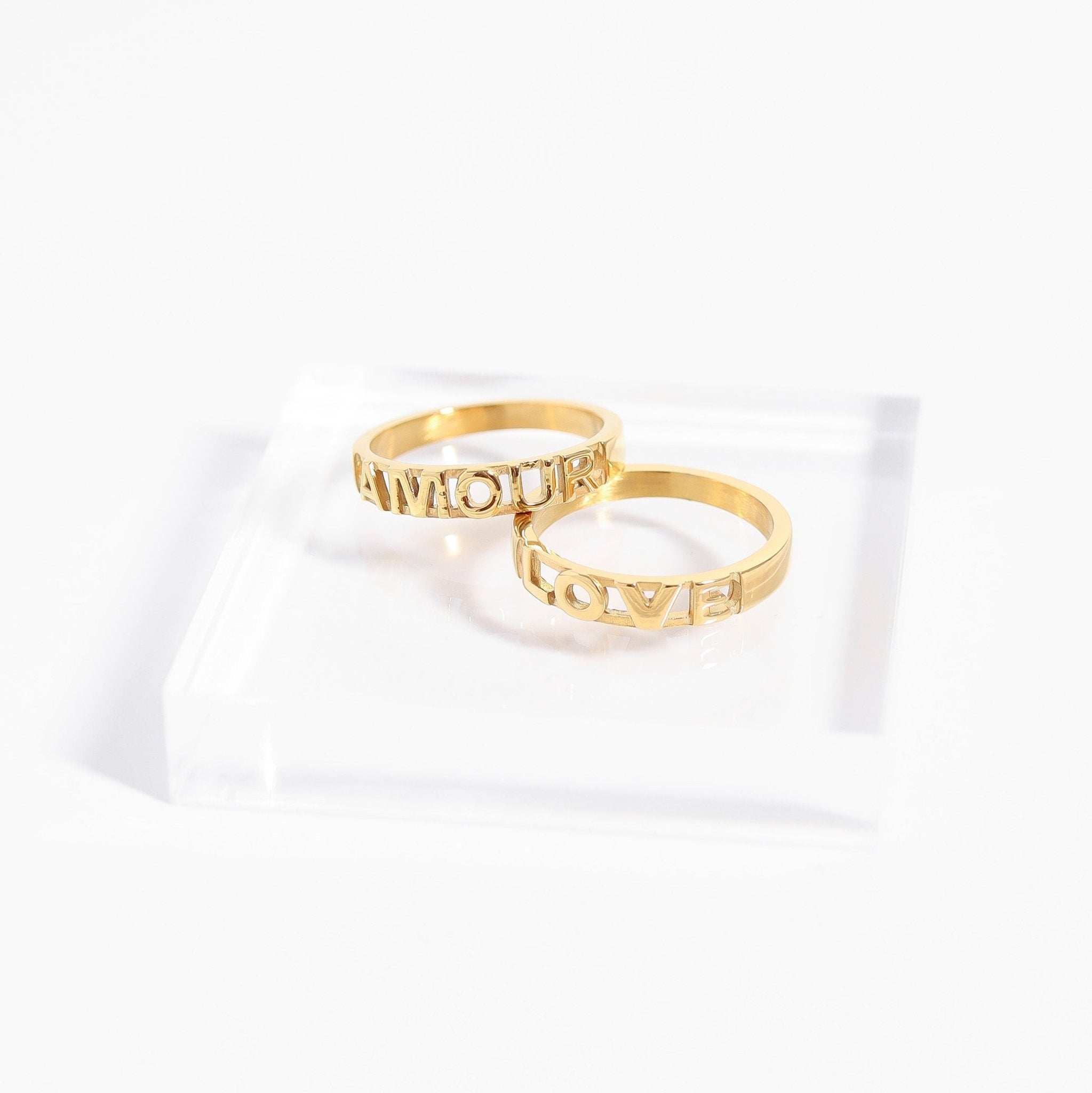 18K Gold Stacking Ring – Scratch Resistant Stainless Steel Love Symbol Jewelry - Ring | Sunflower Soul Boutique