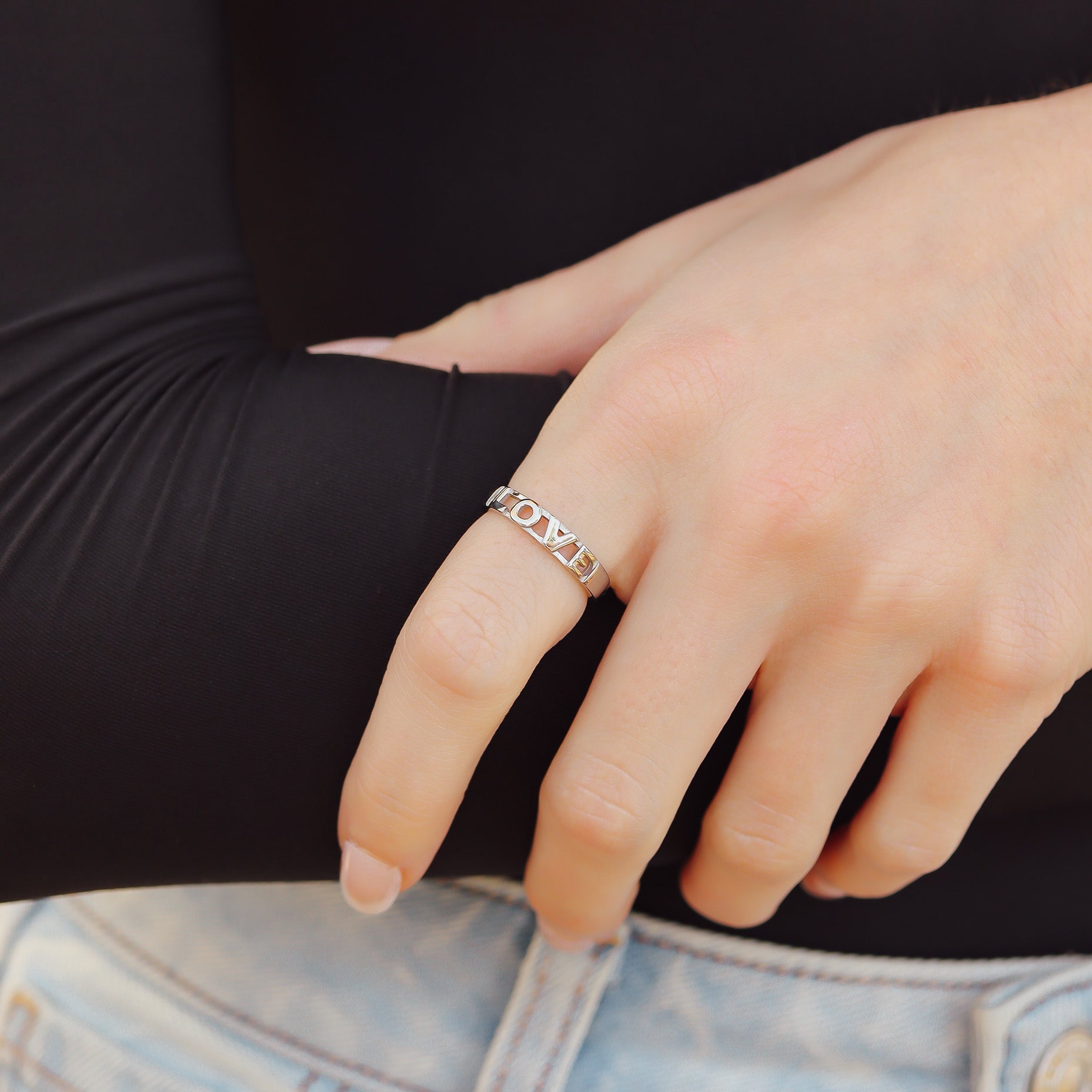 18K Gold Stacking Ring – Scratch Resistant Stainless Steel Love Symbol Jewelry - Ring | Sunflower Soul Boutique