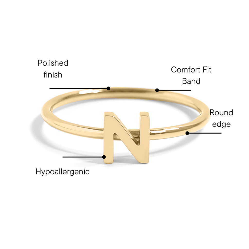 18k Gold Stacking Rings – Personalized Initial Stainless Steel Bands Durable & Hypoallergenic - Ring | Sunflower Soul Boutique