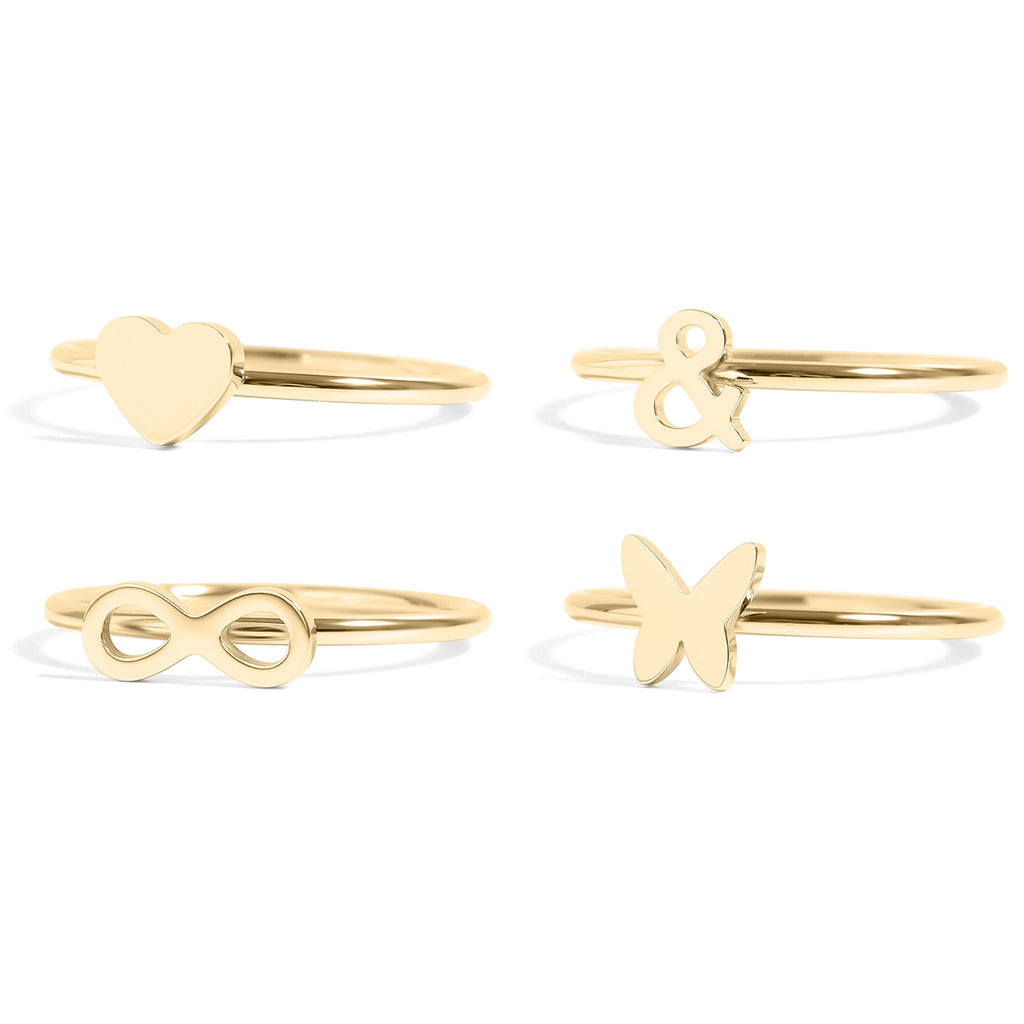 18k Gold Stacking Rings – Symbol Stackable Bands | PVD Coated Stainless Steel - Ring | Sunflower Soul Boutique