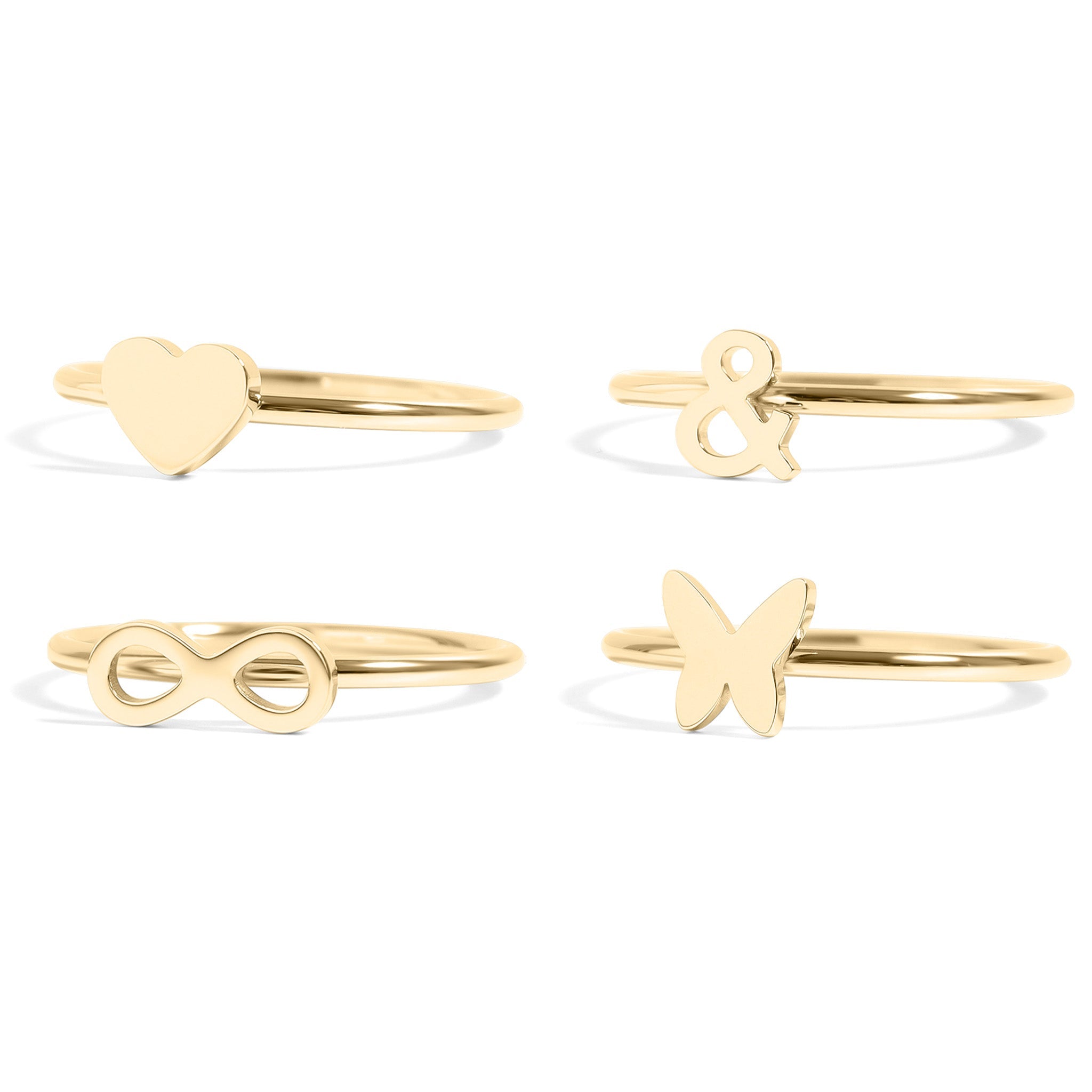 18k Gold Stacking Rings – Symbol Stackable Bands | PVD Coated Stainless Steel - Ring | Sunflower Soul Boutique