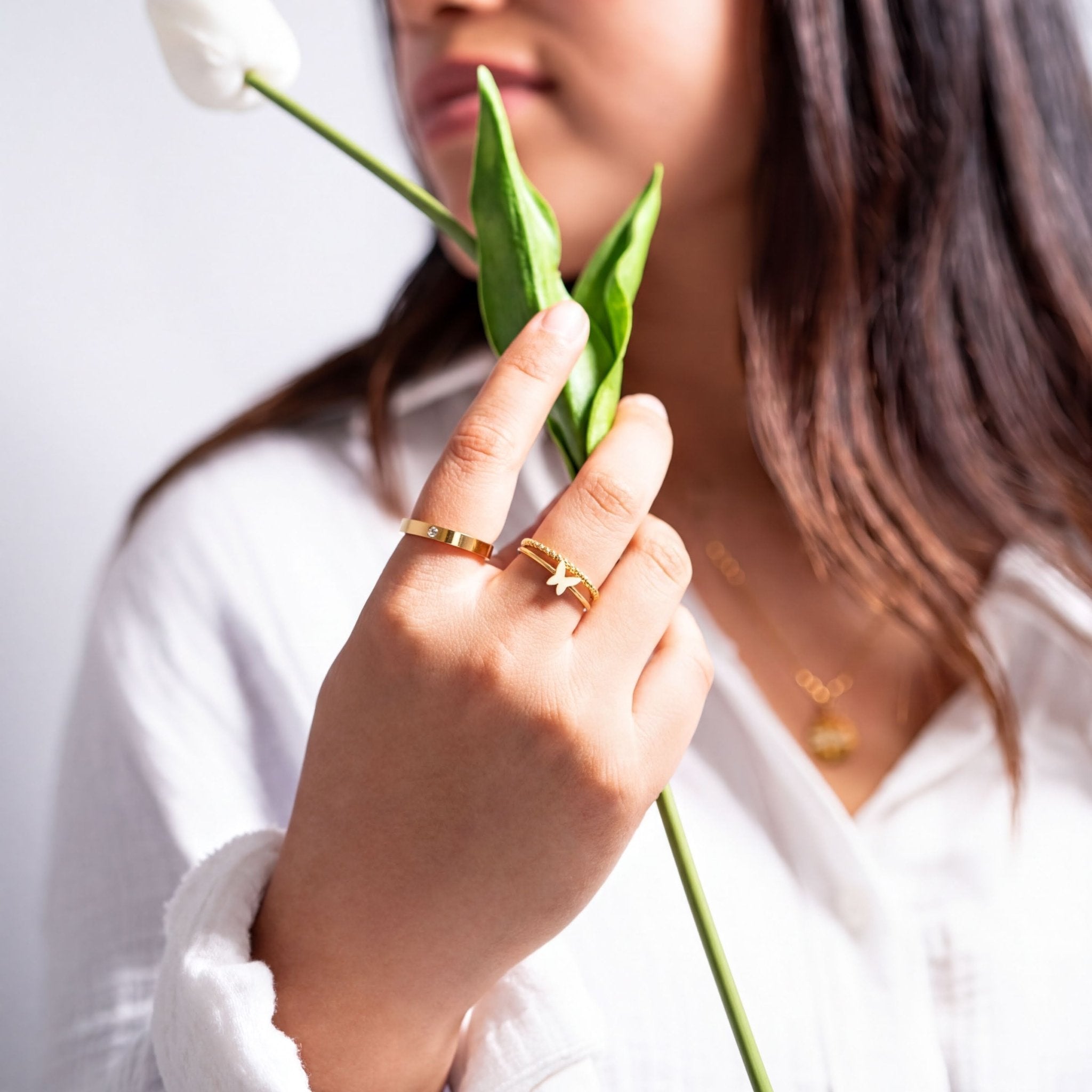 18k Gold Stacking Rings – Symbol Stackable Bands | PVD Coated Stainless Steel - Ring | Sunflower Soul Boutique