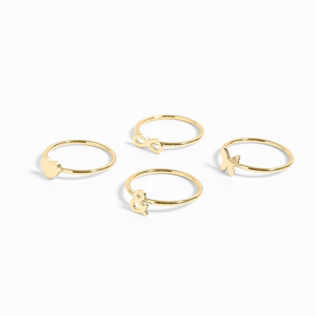 18k Gold Stacking Rings – Symbol Stackable Bands | PVD Coated Stainless Steel - Ring | Sunflower Soul Boutique