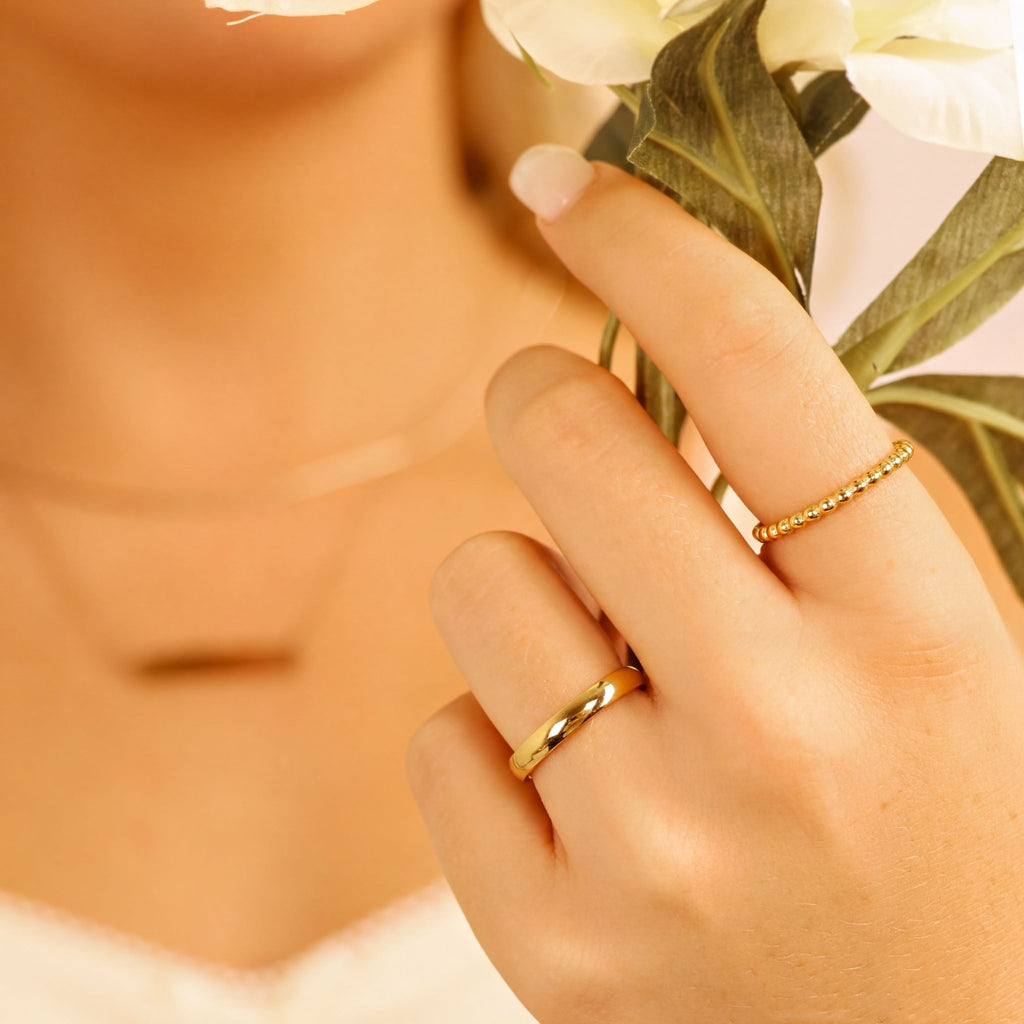 18K Gold Stainless Ring – Polished Gold Band | Scratch Resistant Hypoallergenic Jewelry - Ring | Sunflower Soul Boutique