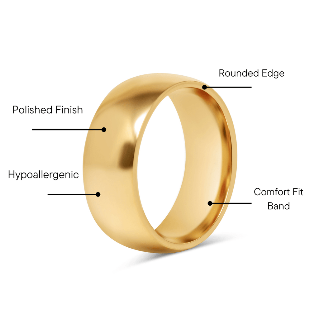 18K Gold Stainless Steel Ring – Polished Blank Band for Laser Engraving - Rings | Sunflower Soul Boutique