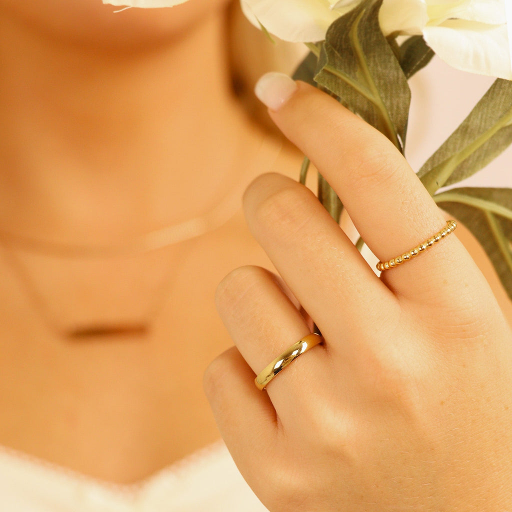 18K Gold Stainless Steel Ring – Polished Blank Band for Laser Engraving - Rings | Sunflower Soul Boutique