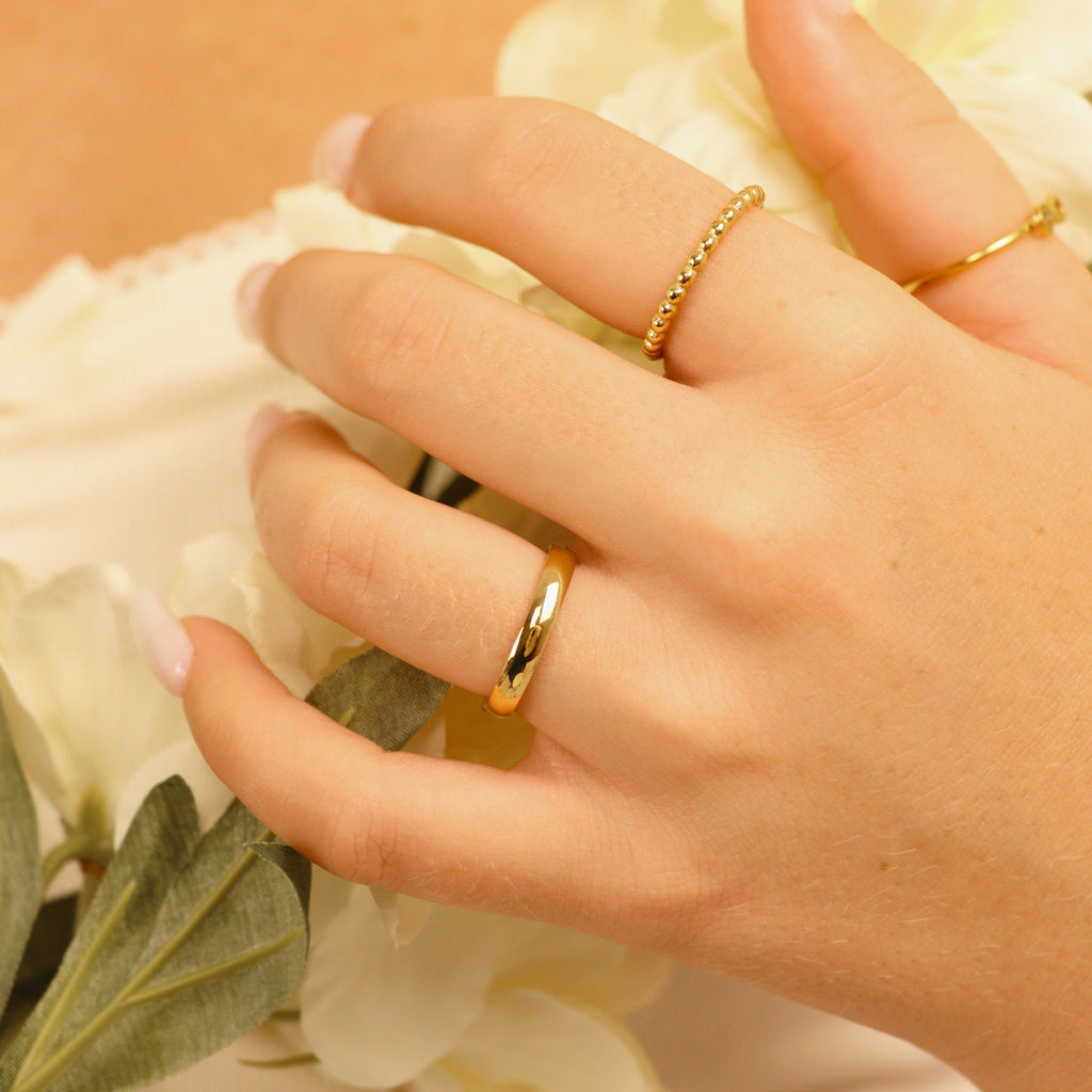 18K Gold Stainless Steel Ring – Polished Blank Band for Laser Engraving - Rings | Sunflower Soul Boutique