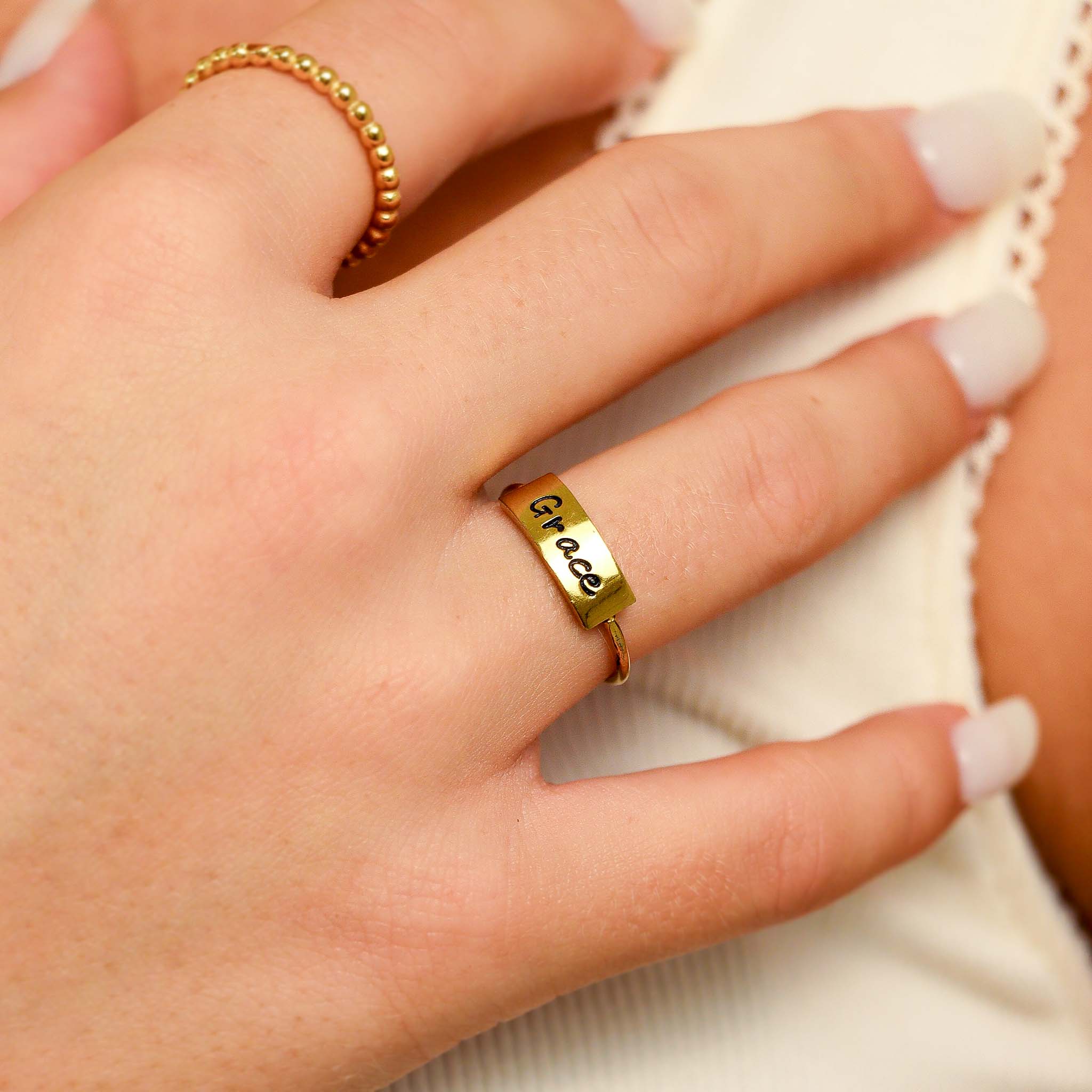 18K Gold Stamping Ring – Engraving Blank Stainless Steel Band, Hypoallergenic Jewelry - Rings | Sunflower Soul Boutique