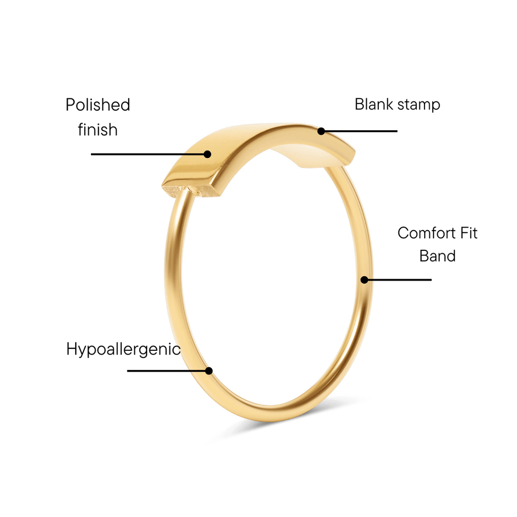 18K Gold Stamping Ring – Engraving Blank Stainless Steel Band, Hypoallergenic Jewelry - Rings | Sunflower Soul Boutique