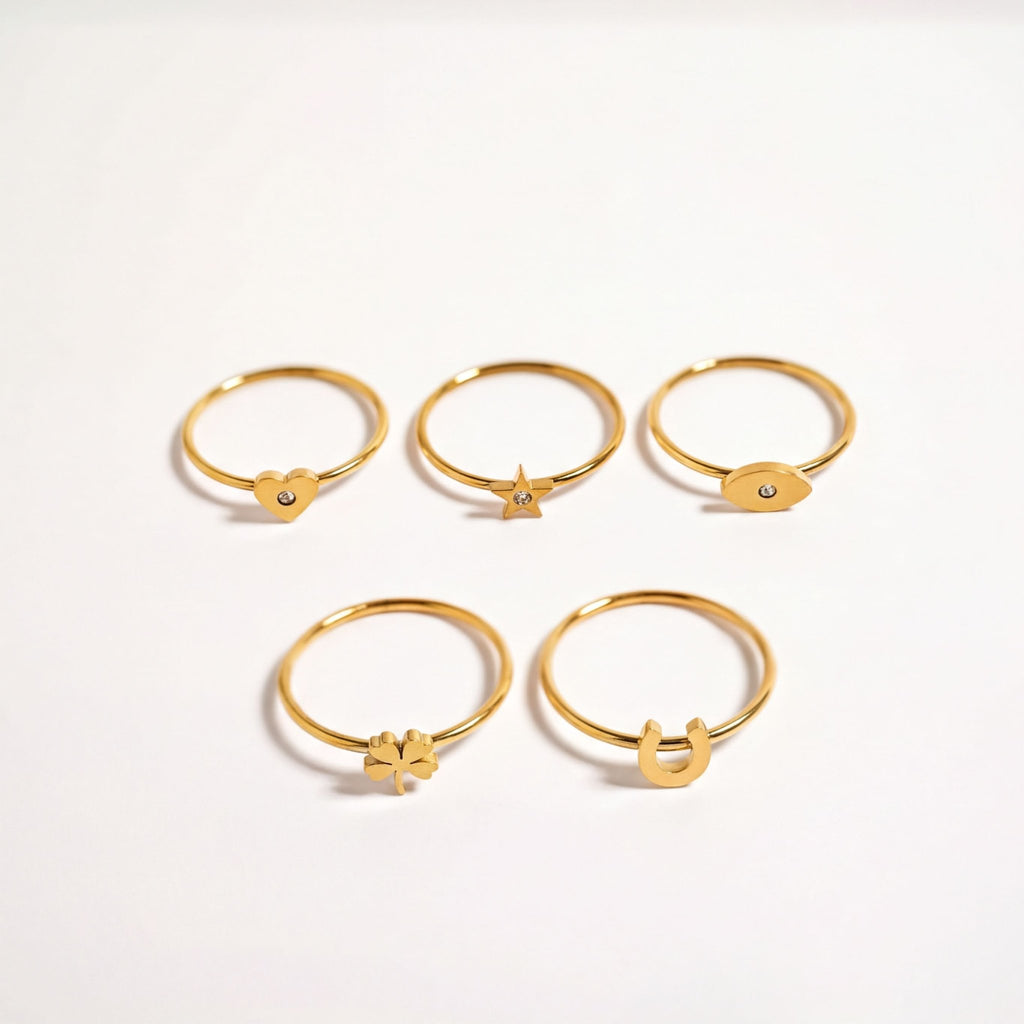 18K Gold Star Ring – Stainless Steel Ring with CZ Stone Star Symbol, Non Tarnish Finish - Ring | Sunflower Soul Boutique