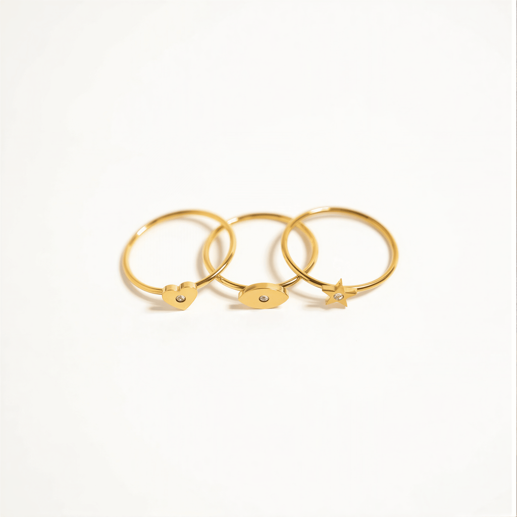18K Gold Star Ring – Stainless Steel Ring with CZ Stone Star Symbol, Non Tarnish Finish - Ring | Sunflower Soul Boutique