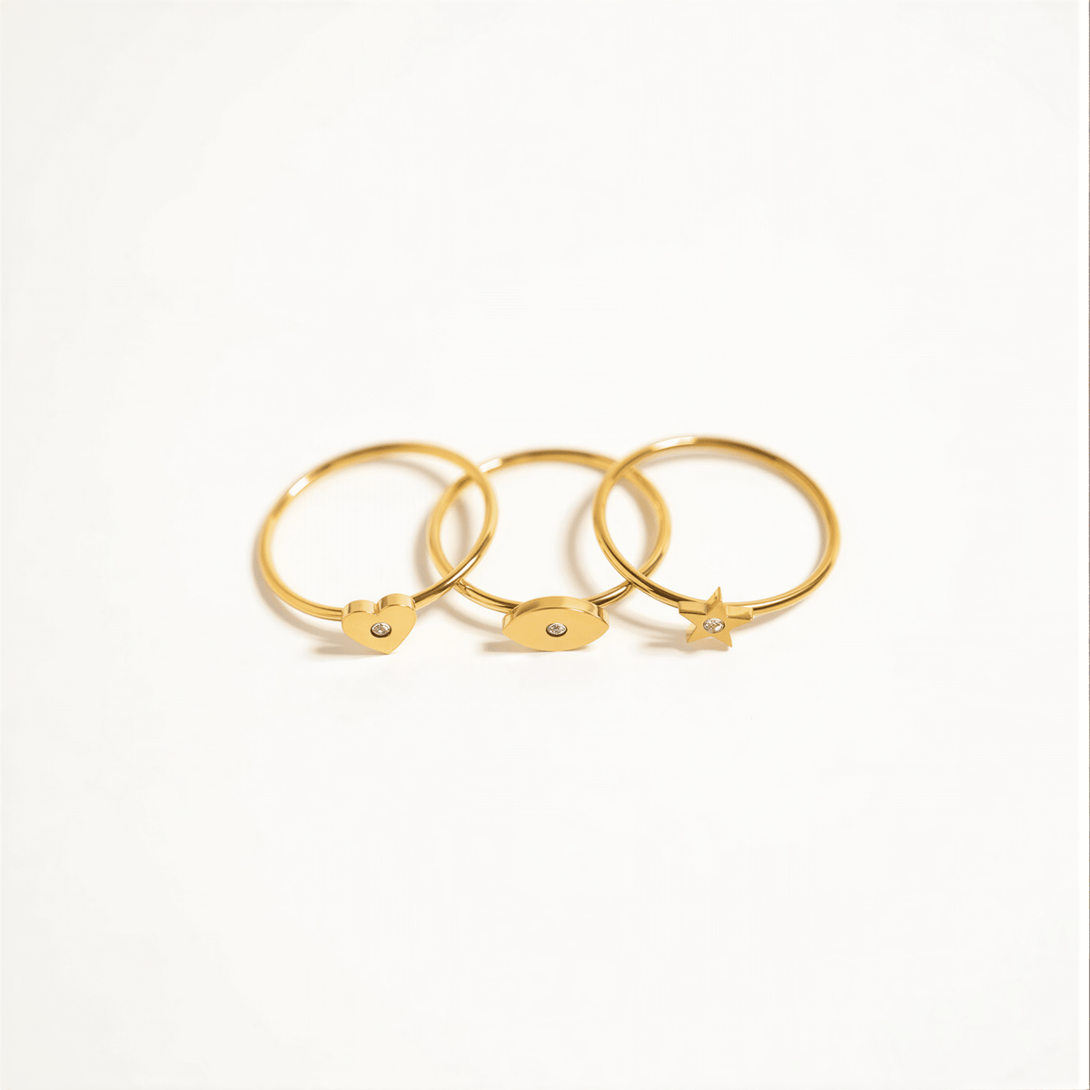 18K Gold Star Ring – Stainless Steel Ring with CZ Stone Star Symbol, Non Tarnish Finish - Ring | Sunflower Soul Boutique