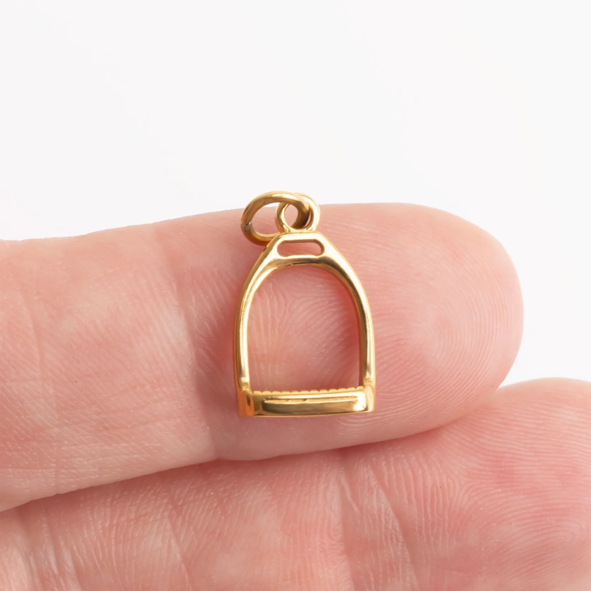 18K Gold Stirrup Charm – Polished Gold Plated Charm | Equestrian Jewelry - Charms | Sunflower Soul Boutique