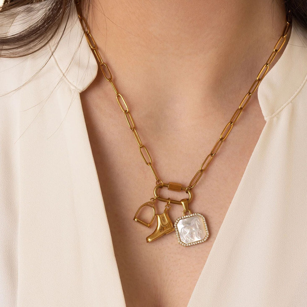 18K Gold Stirrup Charm – Polished Gold Plated Charm | Equestrian Jewelry - Charms | Sunflower Soul Boutique