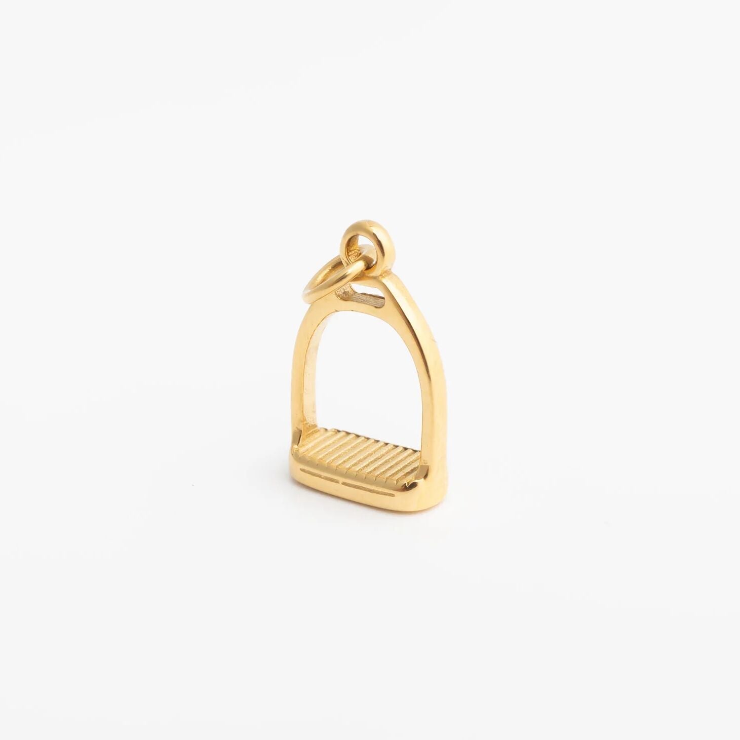 18K Gold Stirrup Charm – Polished Gold Plated Charm | Equestrian Jewelry - Charms | Sunflower Soul Boutique