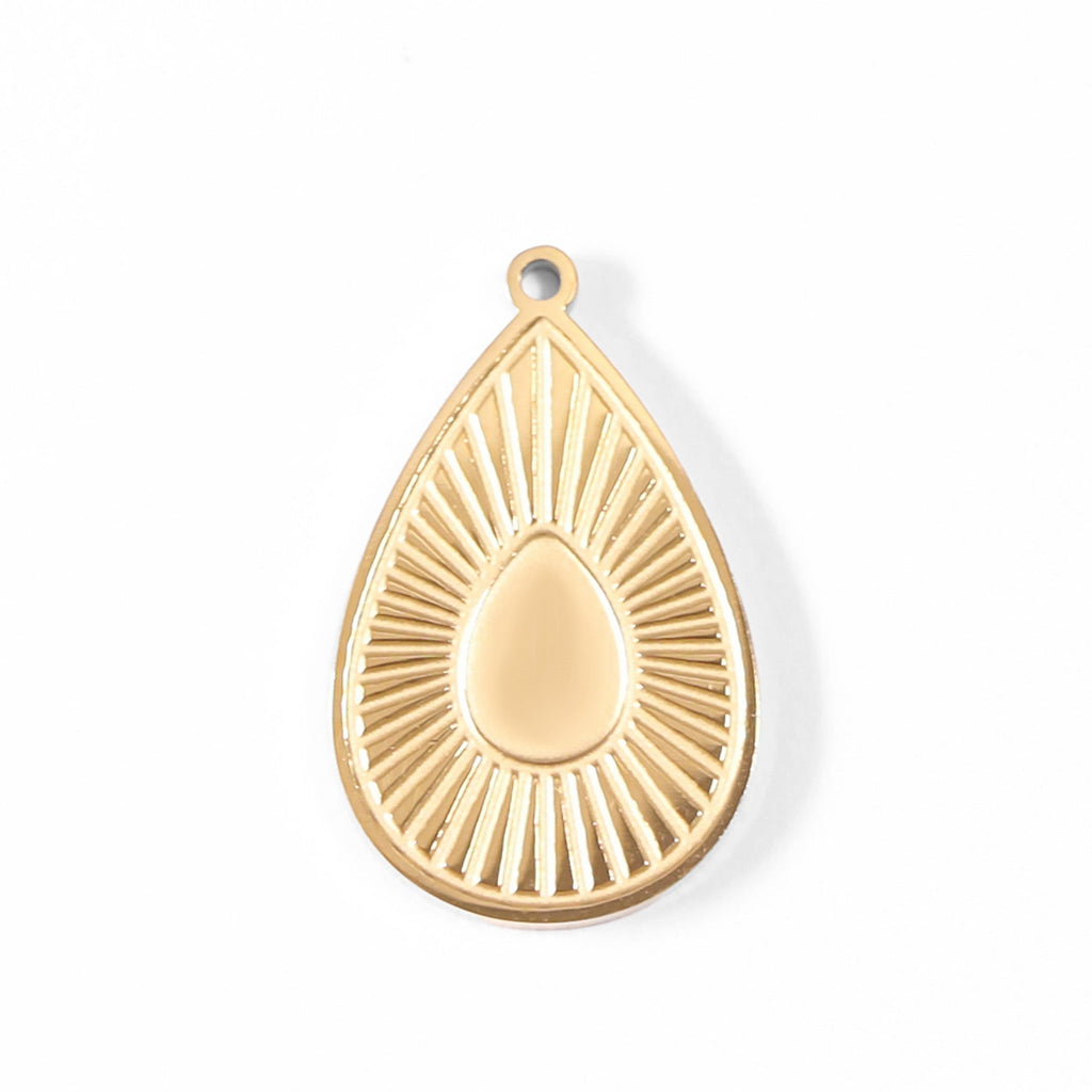 18K Gold Sunburst Charm – Durable Stainless Steel Pendant, Non Tarnish Jewelry - charm | Sunflower Soul Boutique