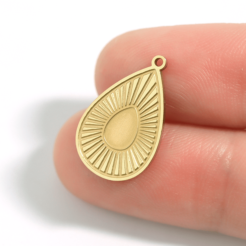 18K Gold Sunburst Charm – Durable Stainless Steel Pendant, Non Tarnish Jewelry - charm | Sunflower Soul Boutique