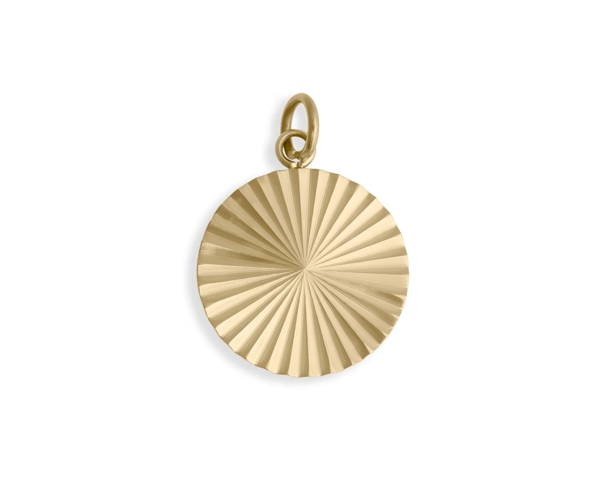 18K Gold Sunburst Charm – Polished Stainless Steel Round Pendant, Hypoallergenic - charm | Sunflower Soul Boutique