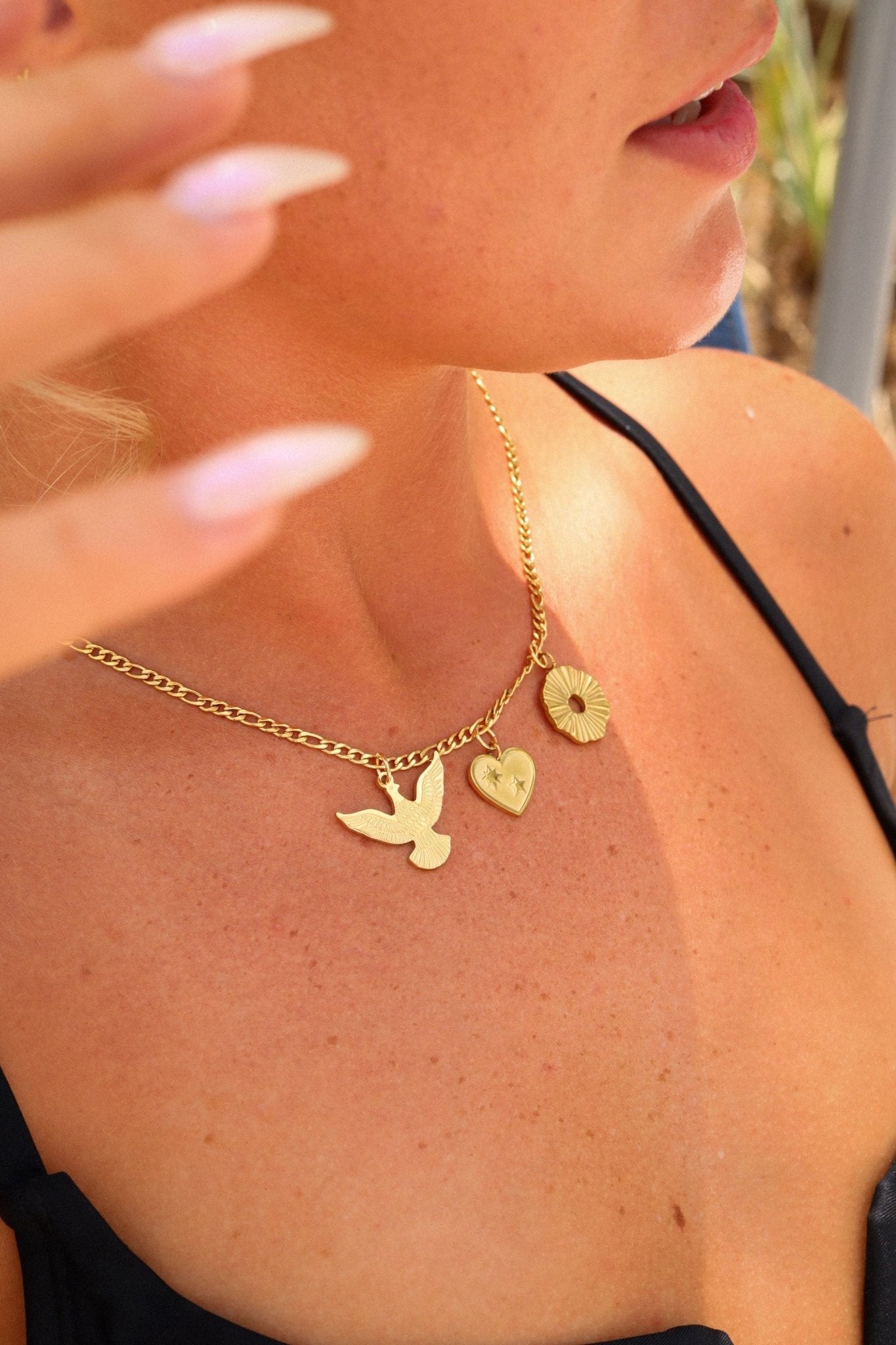 18K Gold Sunburst Charm – Textured Stainless Steel Circle Pendant Waterproof - charm | Sunflower Soul Boutique