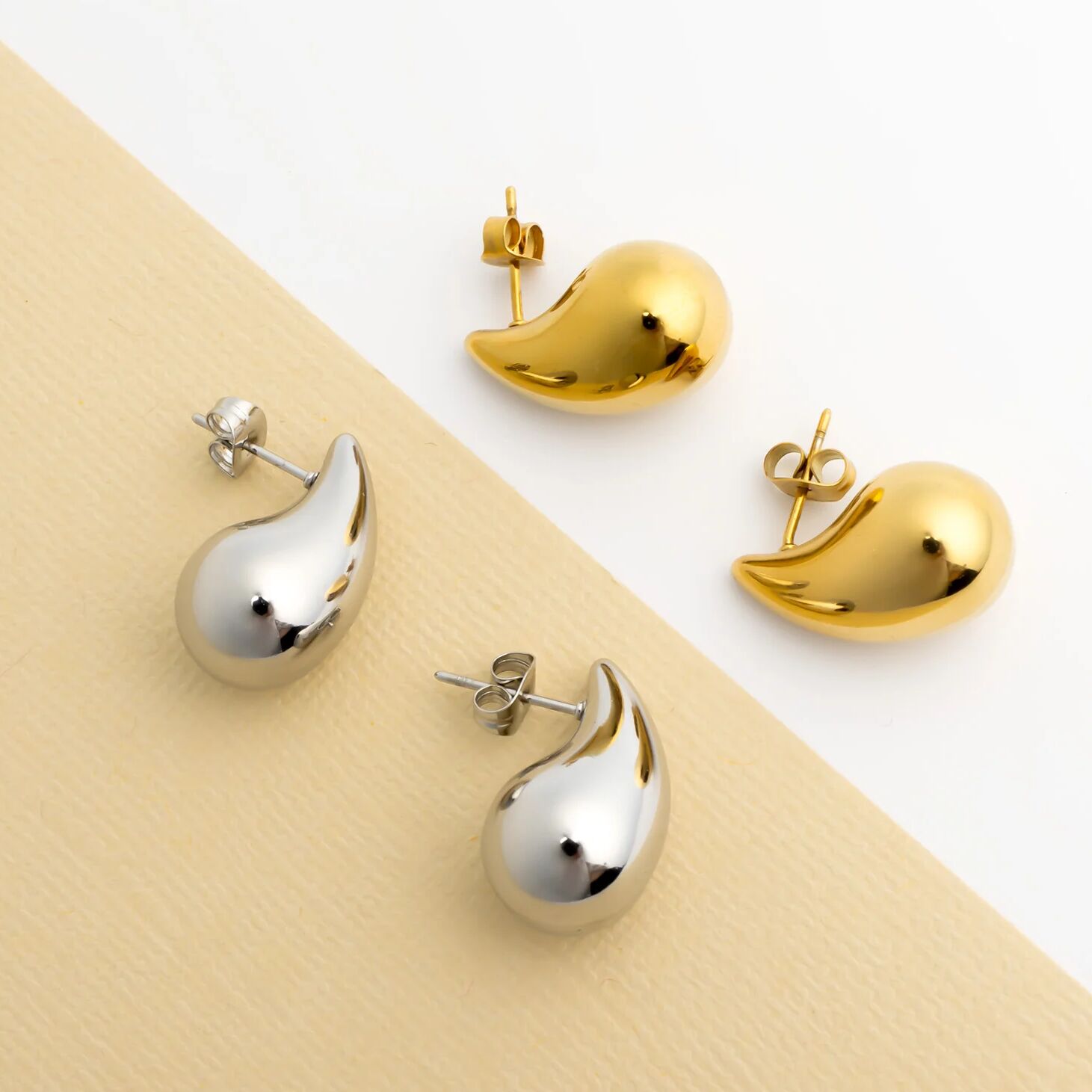 18K Gold Teardrop Earrings – Tarnish Resistant Stainless Steel Studs, Giftable Jewelry - Earrings | Sunflower Soul Boutique