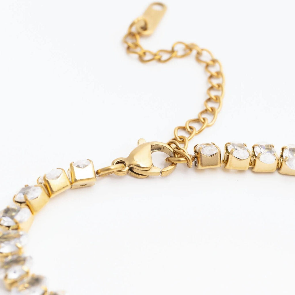 18K Gold Tennis Bracelet – Adjustable Oval CZ Chain | Stainless Steel Jewelry - Bracelets | Sunflower Soul Boutique