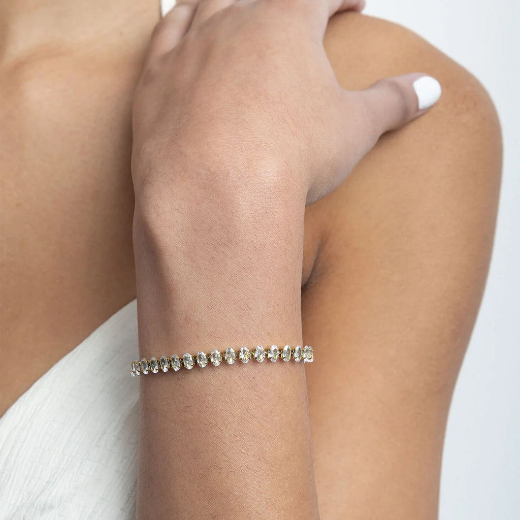 18K Gold Tennis Bracelet – Adjustable Oval CZ Chain | Stainless Steel Jewelry - Bracelets | Sunflower Soul Boutique
