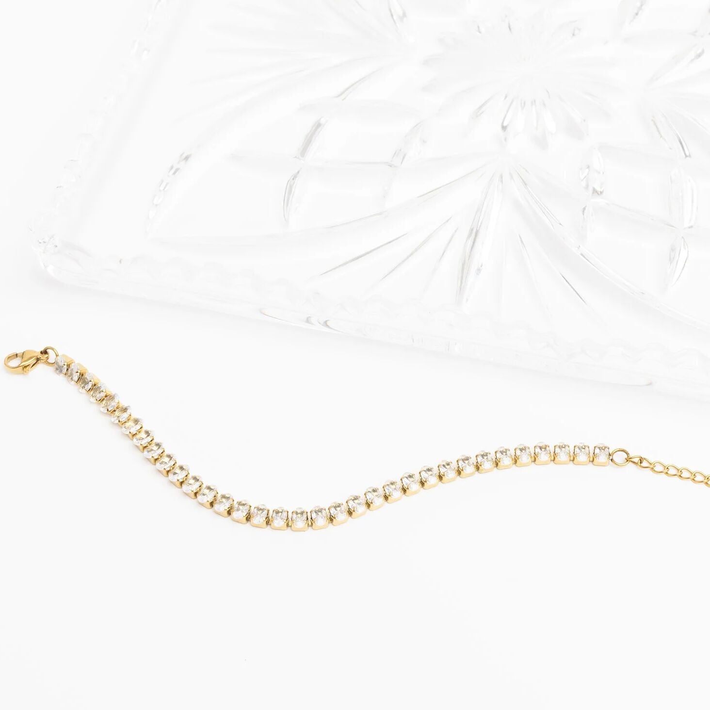 18K Gold Tennis Bracelet – Adjustable Oval CZ Chain | Stainless Steel Jewelry - Bracelets | Sunflower Soul Boutique
