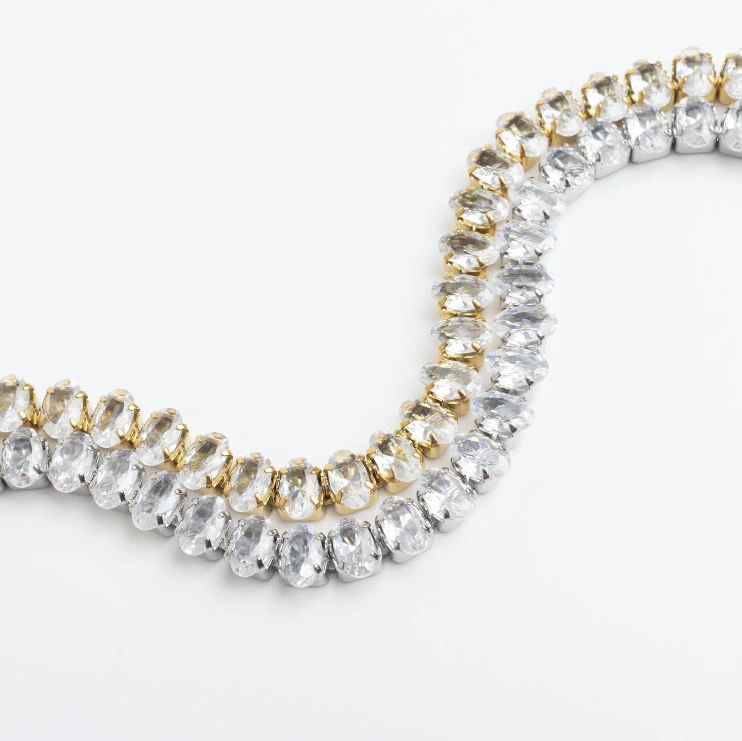 18K Gold Tennis Bracelet – Adjustable Oval CZ Chain | Stainless Steel Jewelry - Bracelets | Sunflower Soul Boutique