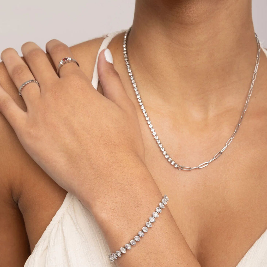18K Gold Tennis Bracelet – Adjustable Oval CZ Chain | Stainless Steel Jewelry - Bracelets | Sunflower Soul Boutique