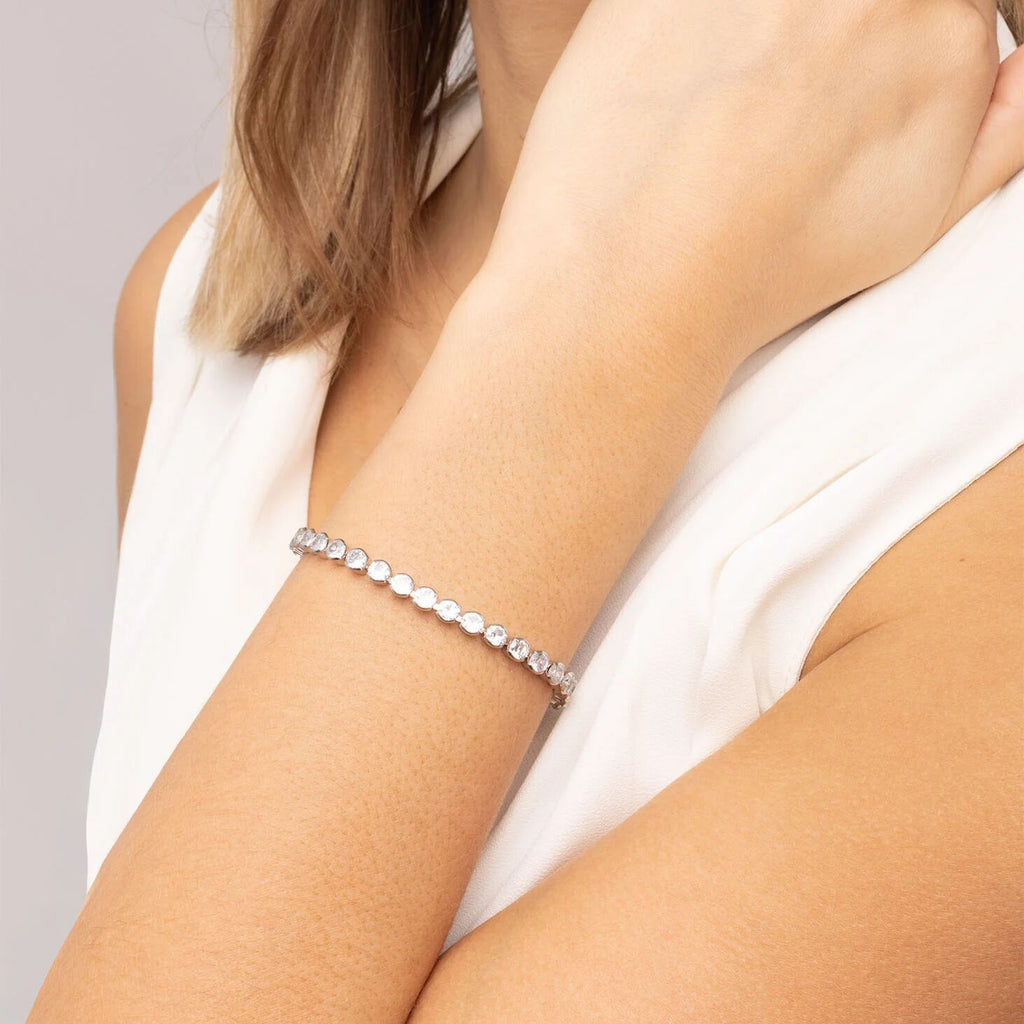 18K Gold Tennis Bracelet - Stainless Steel CZ Chain With Secure Box Clasp - Bracelets | Sunflower Soul Boutique