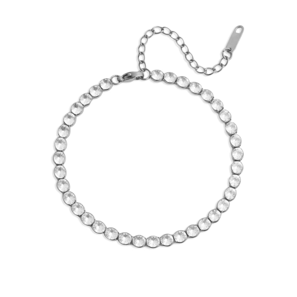 18K Gold Tennis Bracelet - Stainless Steel CZ Chain With Secure Box Clasp - Bracelets | Sunflower Soul Boutique
