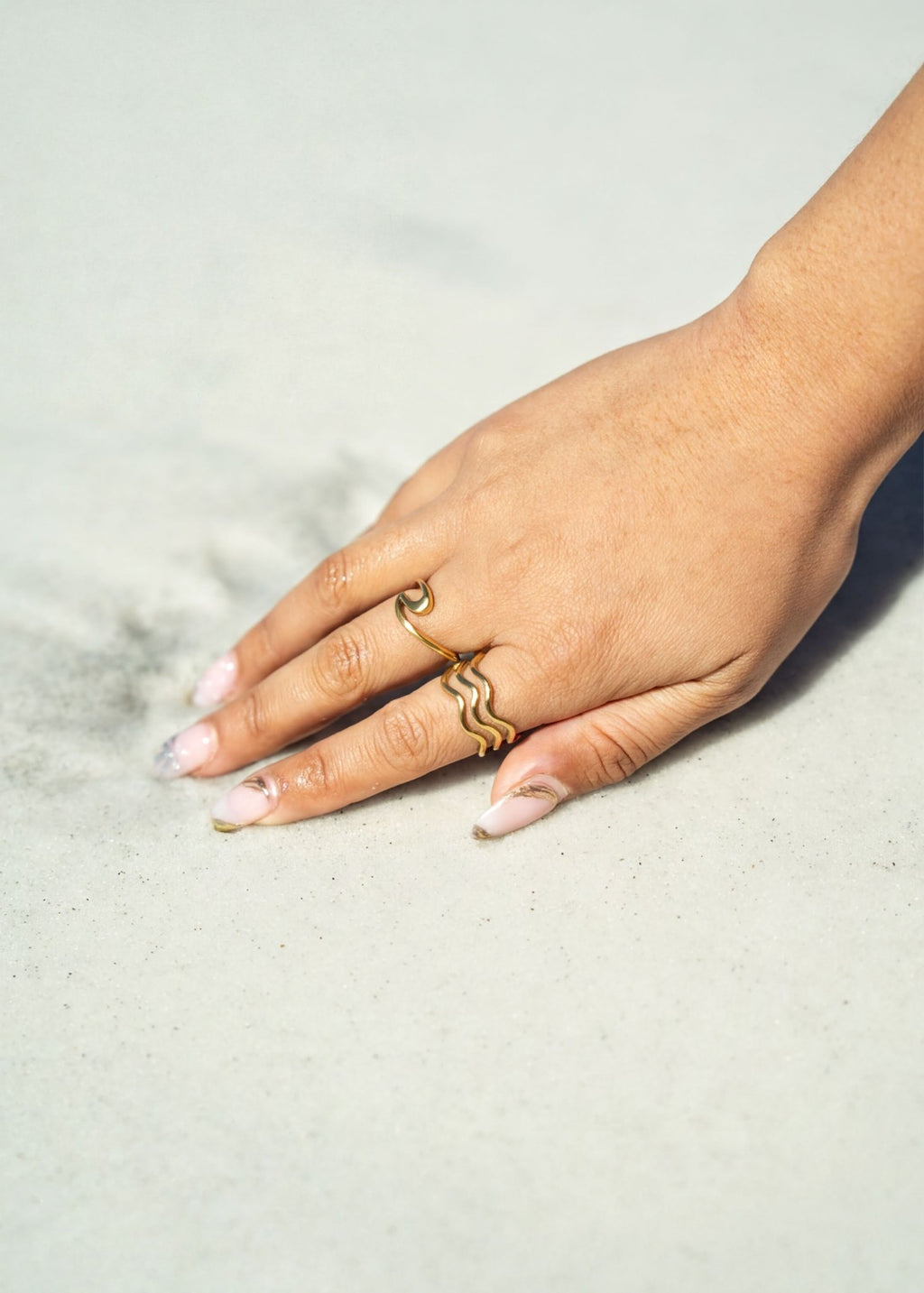 18K Gold Wave Ring – Durable 316L Surgical Steel Gold PVD Coated Band - Ring | Sunflower Soul Boutique