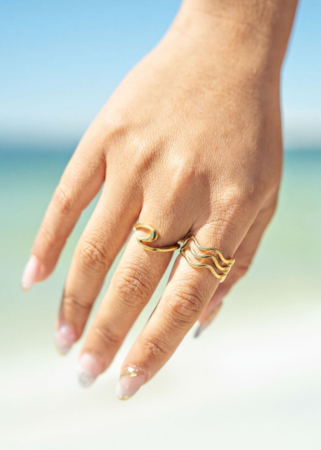 18K Gold Wave Ring – Durable 316L Surgical Steel Gold PVD Coated Band - Ring | Sunflower Soul Boutique