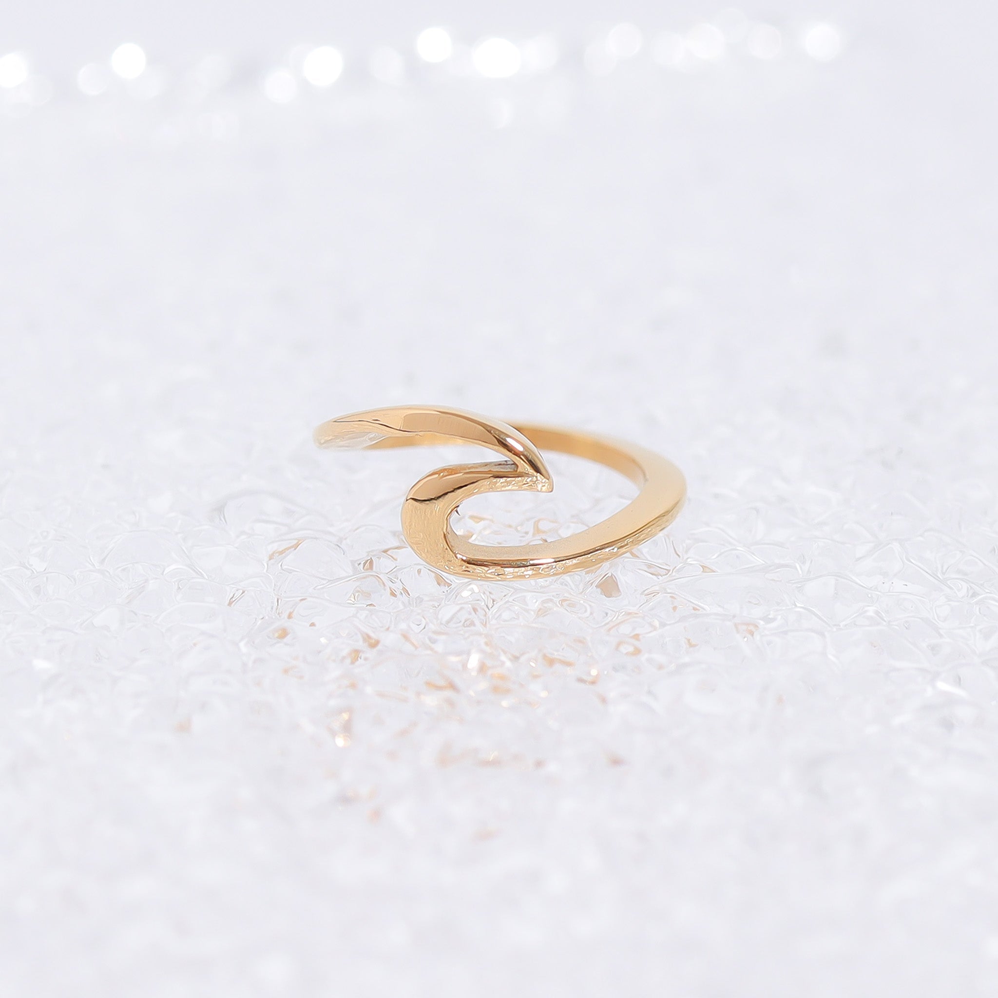 18K Gold Wave Ring – Durable 316L Surgical Steel Gold PVD Coated Band - Ring | Sunflower Soul Boutique