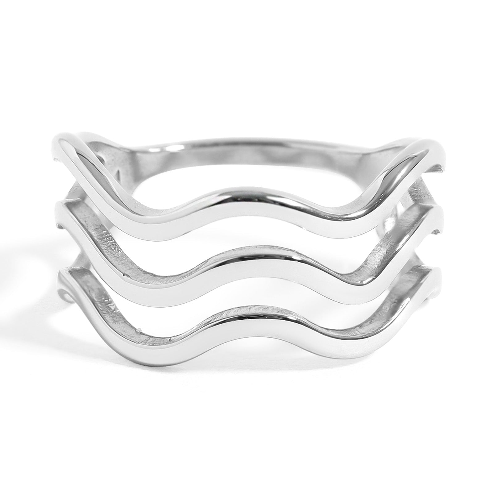 18K Gold Wave Ring – Triple Wave Stainless Steel Ring | Hypoallergenic Scratch Resistant - Ring | Sunflower Soul Boutique