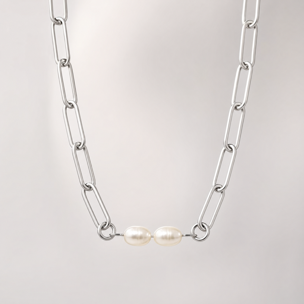 Silver Double Freshwater Pearl Connector Charm