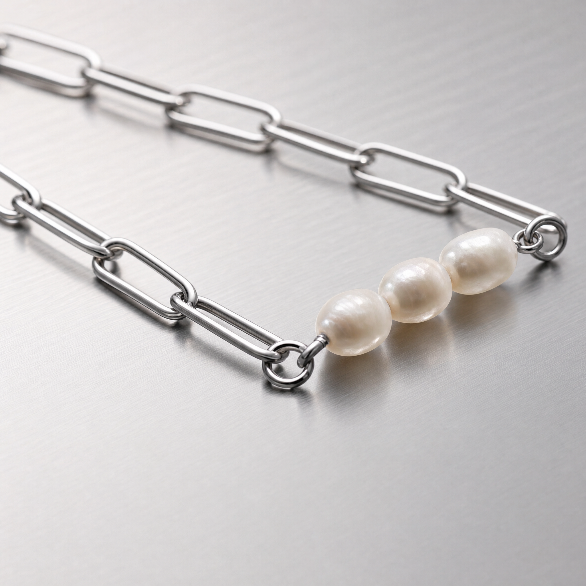 Silver Triple Freshwater Pearl Connector Charm