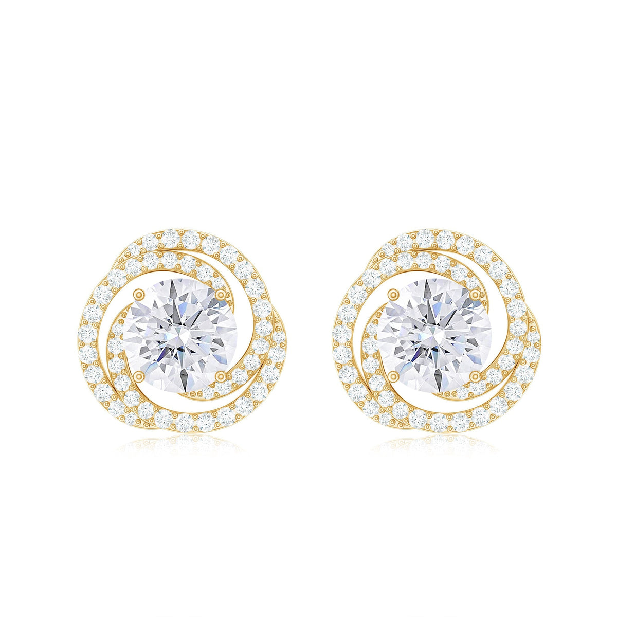 1.9 Carat Moissanite Swirl Stud Earrings with Screw Backs