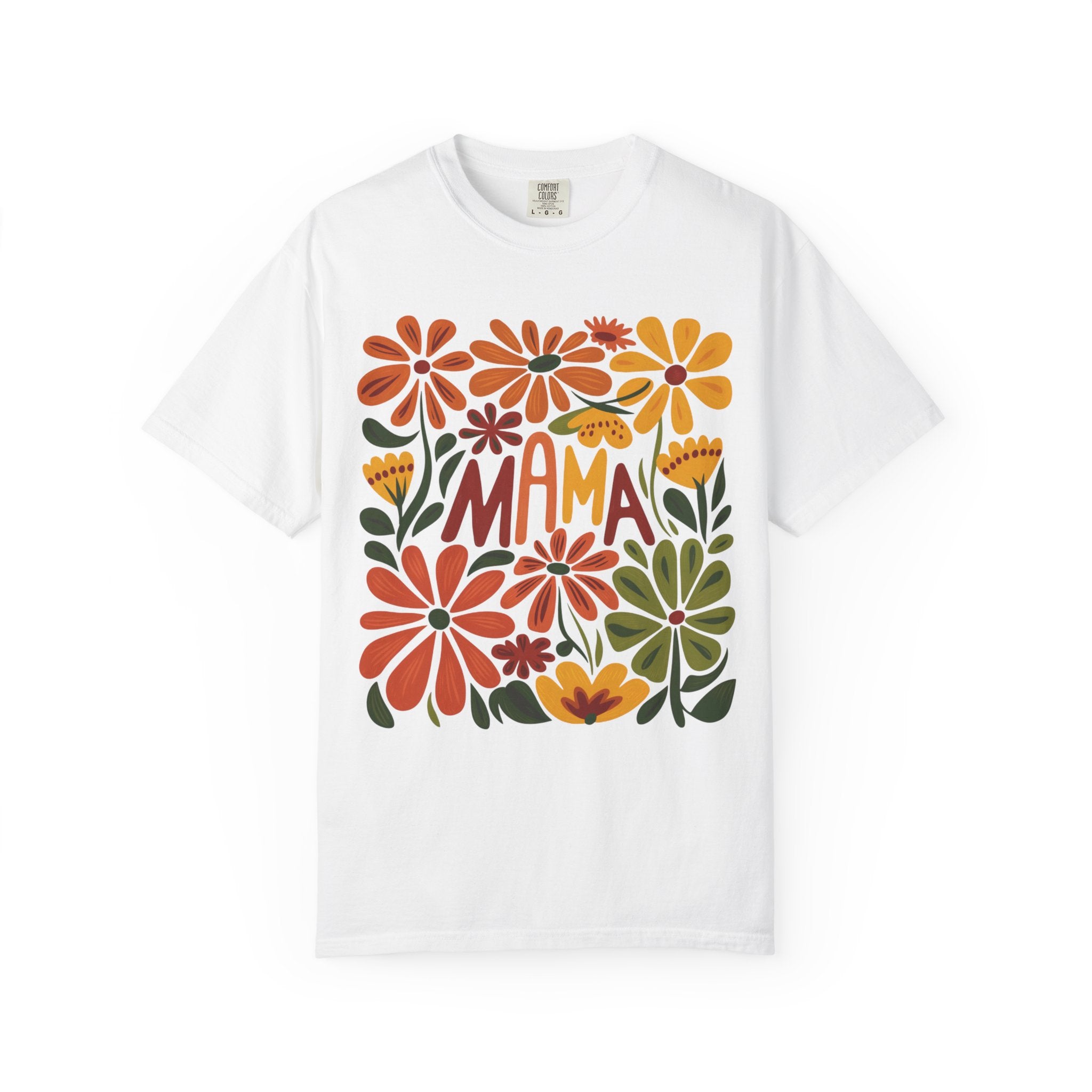Retro Floral Mama Tee – Boho Mom Shirt With Playful Floral Design & Comfortable Cotton