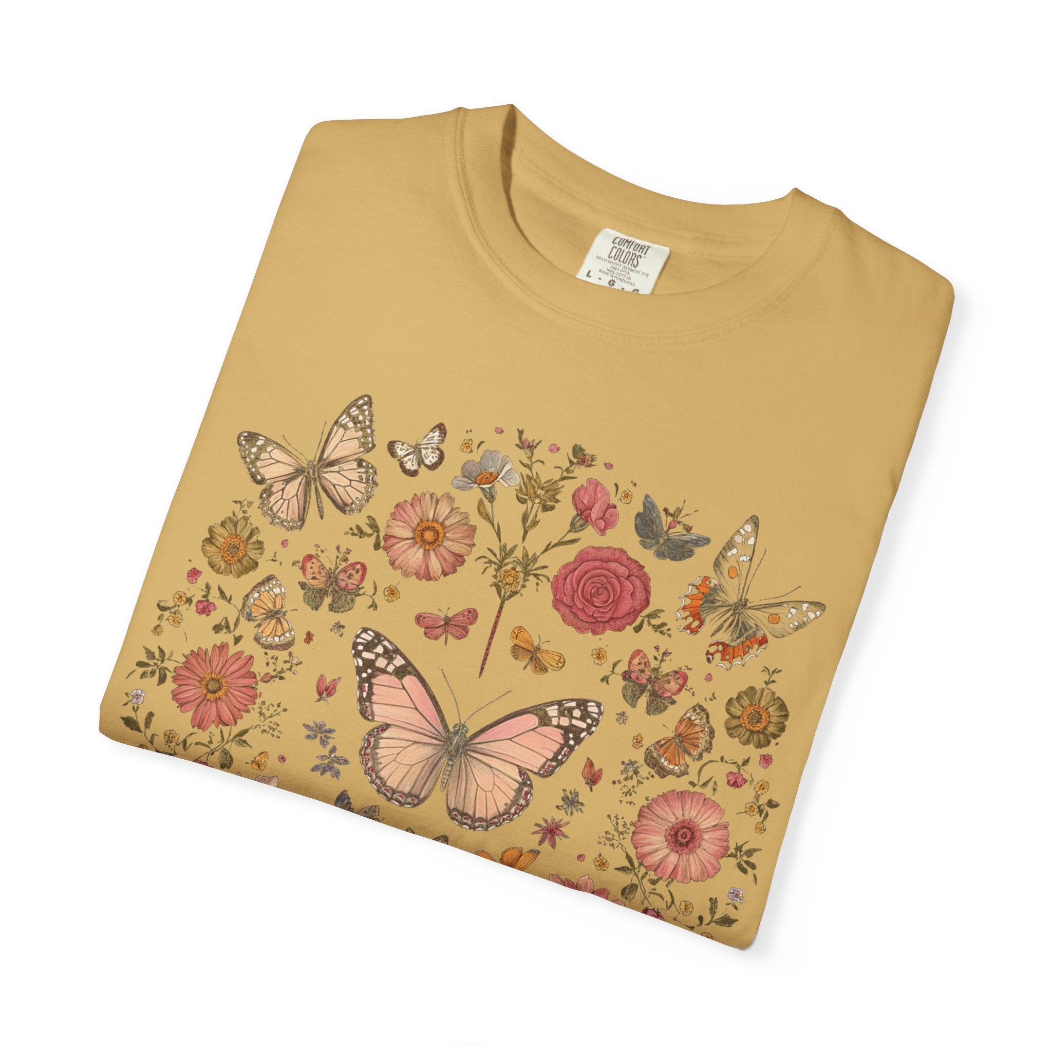 Vintage Butterfly Tee - Unisex Cotton T-Shirt | Soft Garment Dyed Shirt