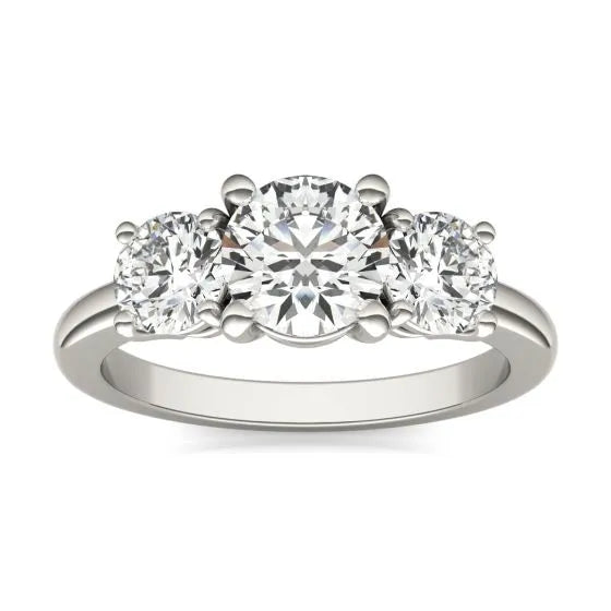 Lab Grown Diamond Ring – 3 Carat Three Stone Ring | 14K Gold Handcrafted Jewelry