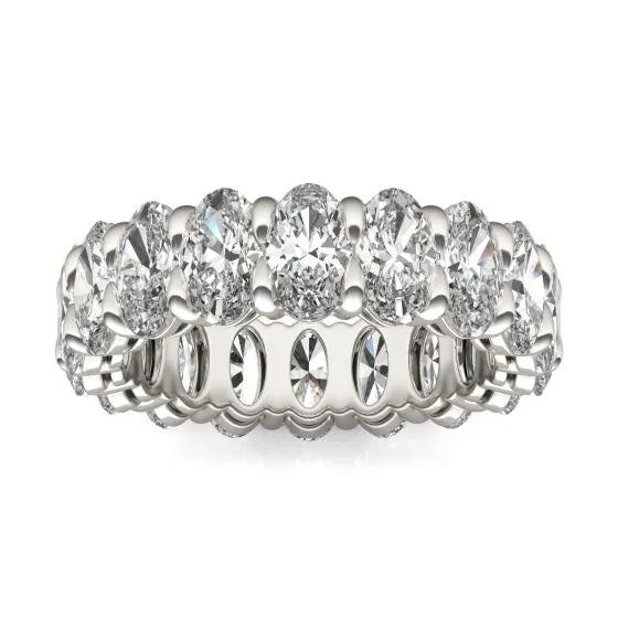 Lab Grown Diamond Ring – 4 CTW Oval Cut Diamonds | 14K White Gold Classic Eternity Band