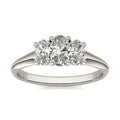 Lab Grown Diamond Ring – 1 CTW Oval Cut Three Stone Engagement | 14K White Gold Trellis Setting