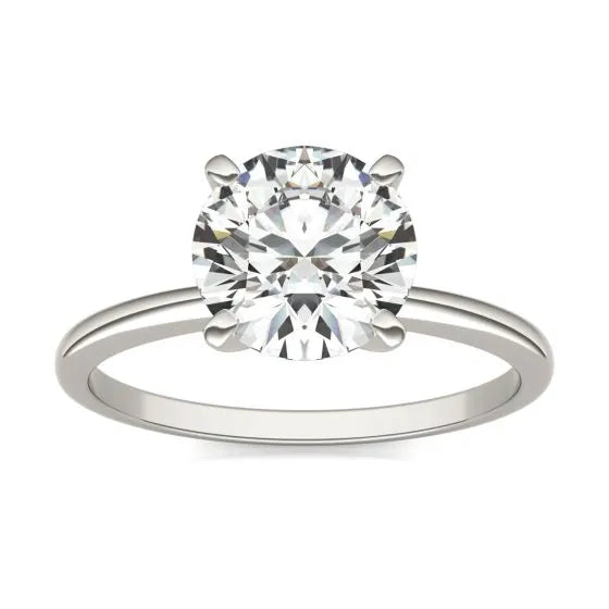 Lab Grown Diamond Ring – 2 CTW Round Solitaire Engagement in 14K White Gold Band